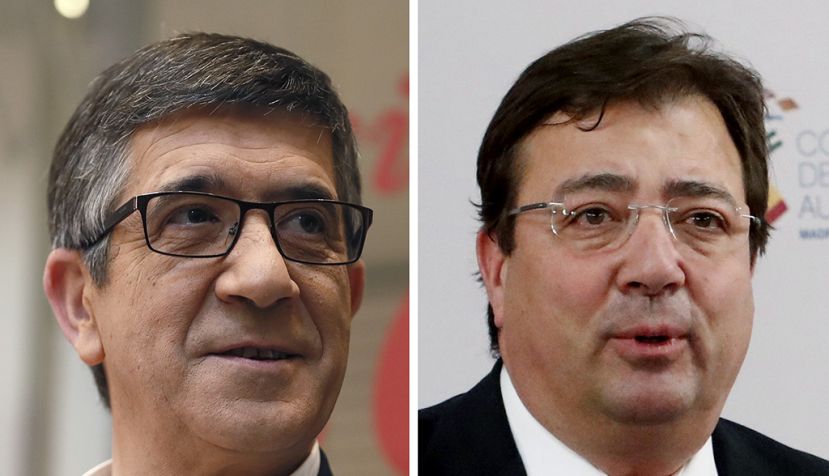 El exlehendakari Patxi López,iz., ha aceptado la oferta del secretario general del PSOE, Pedro Sánchez, de integrarse en su ejecutiva, mientras que el presidente de Extremadura, Guillermo Fernández Vara,d., se incorpora al proyecto de Sánchez como presidente del Consejo Territorial del partido / EFE